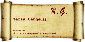 Macsa Gergely névjegykártya